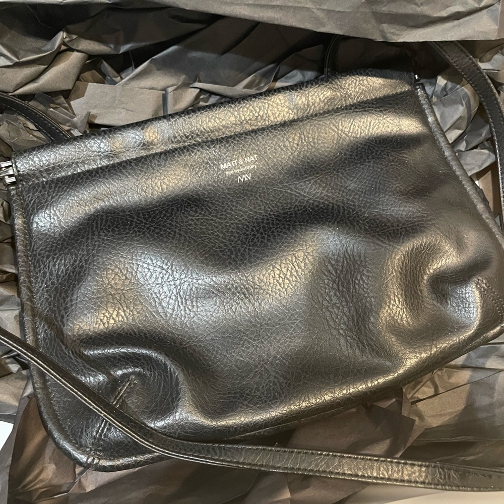 Matt and nat vegan clutch or crossbody black leather